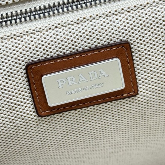 Replica Prada Jardinière Extra Large Cotton Canvas Tote Bag Beige Clone Cheap