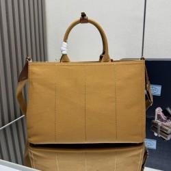 Replica Prada Jardinière Extra Large Cotton Canvas Tote Bag Brown Clone Cheap