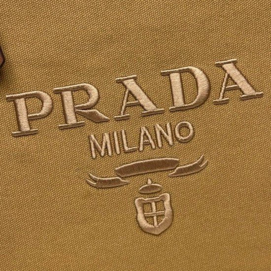 Replica Prada Jardinière Extra Large Cotton Canvas Tote Bag Brown Clone Cheap
