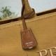 Replica Prada Jardinière Extra Large Cotton Canvas Tote Bag Brown Clone Cheap