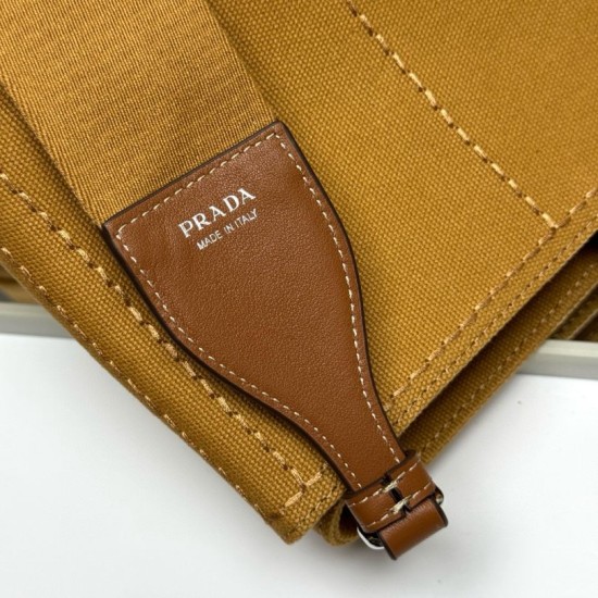 Replica Prada Jardinière Extra Large Cotton Canvas Tote Bag Brown Clone Cheap