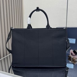 Replica Prada Jardinière Extra Large Cotton Canvas Tote Bag Black Clone Cheap
