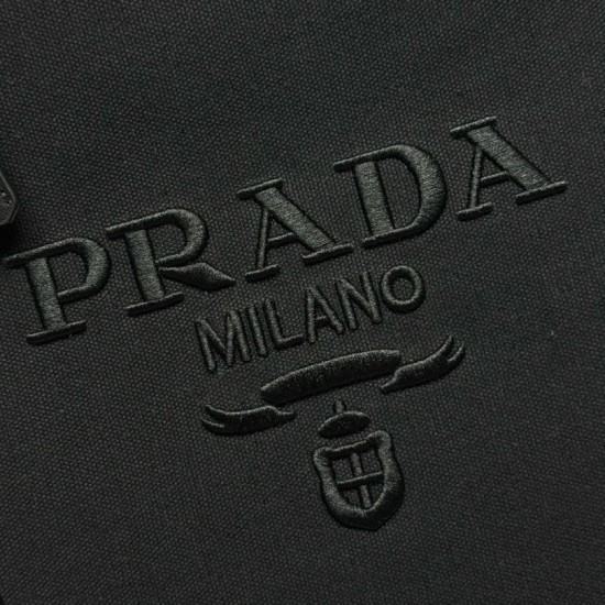 Replica Prada Jardinière Extra Large Cotton Canvas Tote Bag Black Clone Cheap