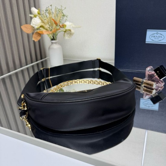 Knockoff Prada Re-Nylon Demi-Lune Crossbody Bag 1BH222 Black Fake Sale Online Replica Prada Re-Nylon Demi-Lune Crossbody Bag 1BH222 Black Clone Cheap