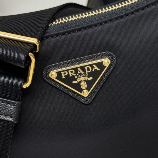Knockoff Prada Re-Nylon Demi-Lune Crossbody Bag 1BH222 Black Fake Sale Online Replica Prada Re-Nylon Demi-Lune Crossbody Bag 1BH222 Black Clone Cheap
