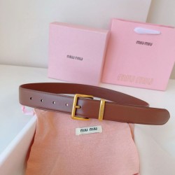 Replica Miu Miu 35mm Gold-Tone Buckle Belt Brown Clone Cheap