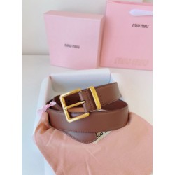 Replica Miu Miu 35mm Gold-Tone Buckle Belt Brown Clone Cheap