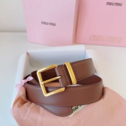 Replica Miu Miu 35mm Gold-Tone Buckle Belt Brown Clone Cheap