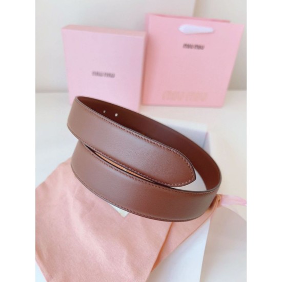 Replica Miu Miu 35mm Gold-Tone Buckle Belt Brown Clone Cheap