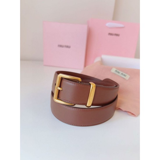 Replica Miu Miu 35mm Gold-Tone Buckle Belt Brown Clone Cheap