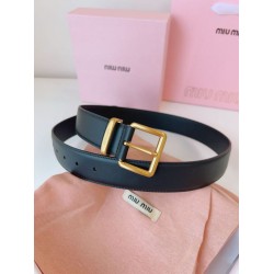 Replica Miu Miu 35mm Gold-Tone Buckle Belt Black Clone Cheap