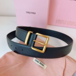 Replica Miu Miu 35mm Gold-Tone Buckle Belt Black Clone Cheap