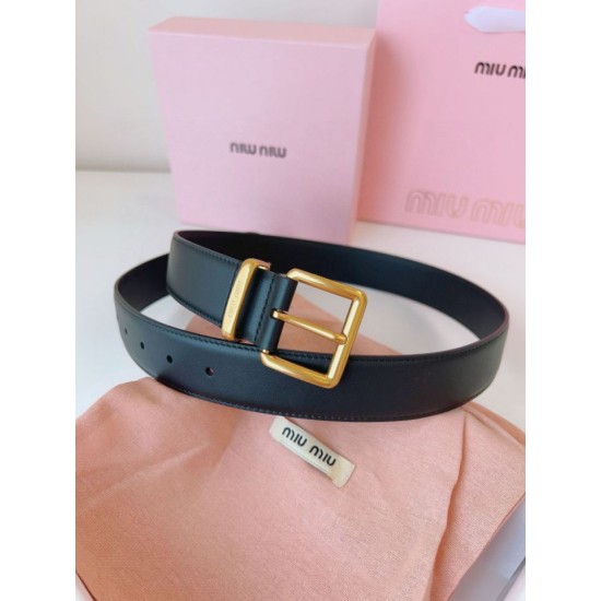 Replica Miu Miu 35mm Gold-Tone Buckle Belt Black Clone Cheap