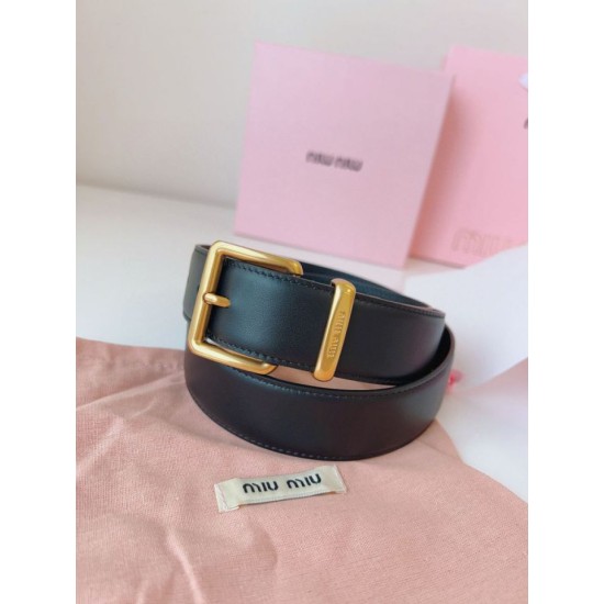 Replica Miu Miu 35mm Gold-Tone Buckle Belt Black Clone Cheap