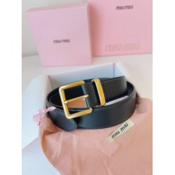 Replica Miu Miu 35mm Gold-Tone Buckle Belt Black Clone Cheap
