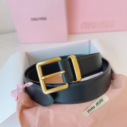 Replica Miu Miu 35mm Gold-Tone Buckle Belt Black Clone Cheap