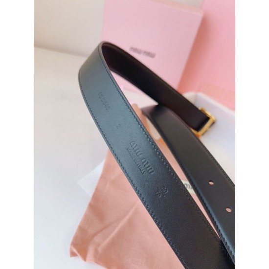 Replica Miu Miu 35mm Gold-Tone Buckle Belt Black Clone Cheap