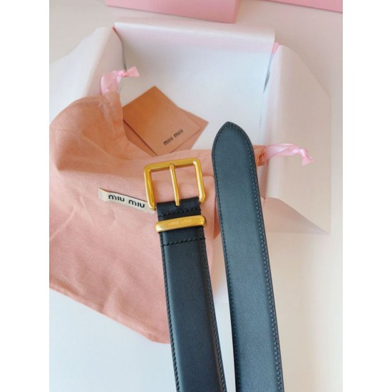 Replica Miu Miu 35mm Gold-Tone Buckle Belt Black Clone Cheap
