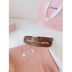 Replica Miu Miu 15mm Gold-Tone Buckle Belt Brown Clone Cheap