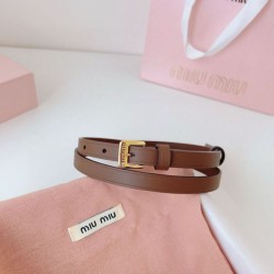 Replica Miu Miu 15mm Gold-Tone Buckle Belt Brown Clone Cheap
