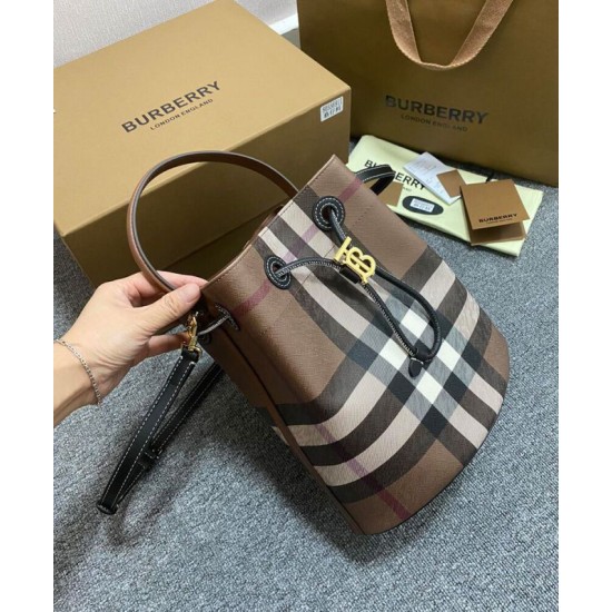 Replica Burberry Small TB Bucket Bag Coffee Clone Cheap