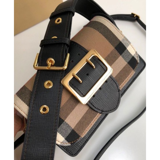Replica Burberry Small Buckle Crossbody Bag Black Clone Cheap