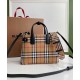 Replica Burberry Small Banner Vintage Check Tote Bag Black Clone Cheap