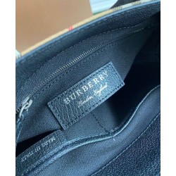 Replica Burberry Small Banner Vintage Check Tote Bag Black Clone Cheap