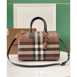 Replica Burberry Medium Check Bowling Bag Brown Clone Cheap