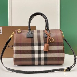 Replica Burberry Medium Check Bowling Bag Brown Clone Cheap