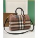 Replica Burberry Medium Check Bowling Bag Brown Clone Cheap