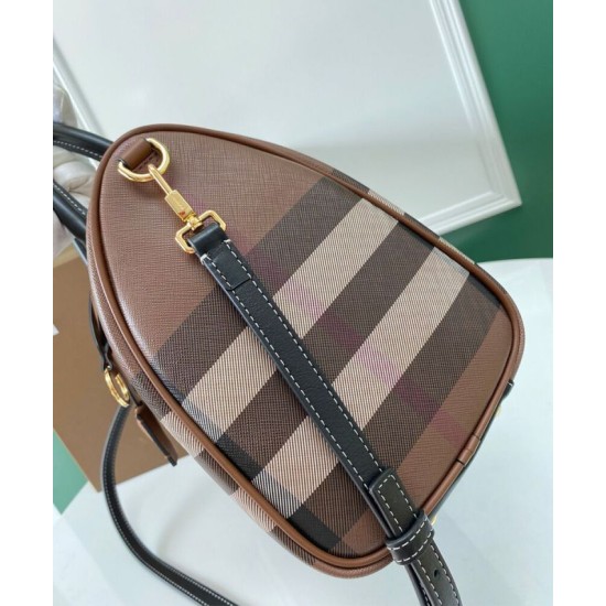 Replica Burberry Medium Check Bowling Bag Brown Clone Cheap
