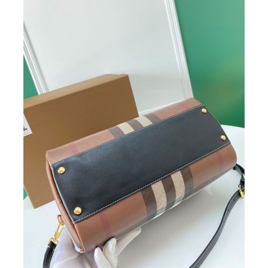 Replica Burberry Medium Check Bowling Bag Brown Clone Cheap