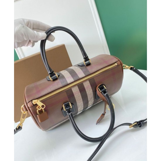 Replica Burberry Medium Check Bowling Bag Brown Clone Cheap