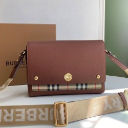 Replica Burberry Vintage Check Note Crossbody Bag Coffee Clone Cheap