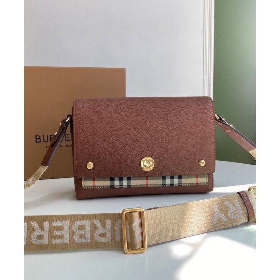 Replica Burberry Vintage Check Note Crossbody Bag Coffee Clone Cheap