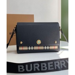 Replica Burberry Vintage Check Note Crossbody Bag Black Clone Cheap
