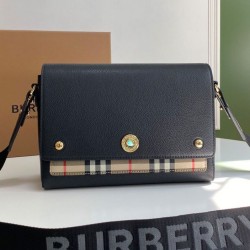 Replica Burberry Vintage Check Note Crossbody Bag Black Clone Cheap