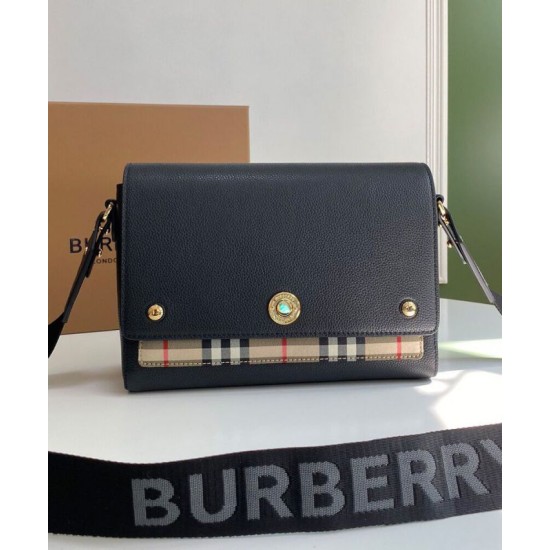 Replica Burberry Vintage Check Note Crossbody Bag Black Clone Cheap