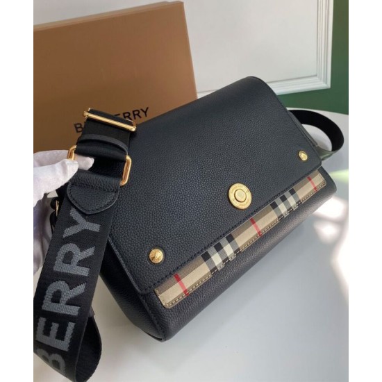 Replica Burberry Vintage Check Note Crossbody Bag Black Clone Cheap