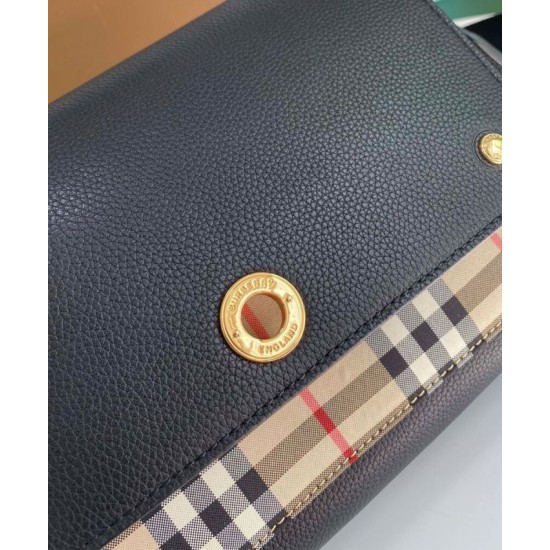 Replica Burberry Vintage Check Note Crossbody Bag Black Clone Cheap