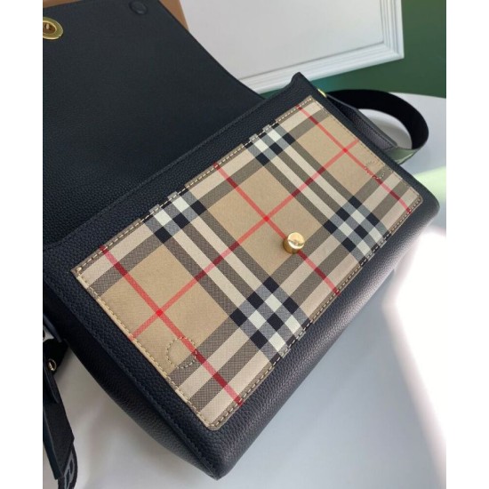 Replica Burberry Vintage Check Note Crossbody Bag Black Clone Cheap