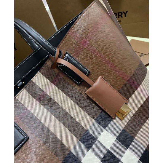 Replica Burberry Checked Tote Bag Dark Coffee Clone Cheap