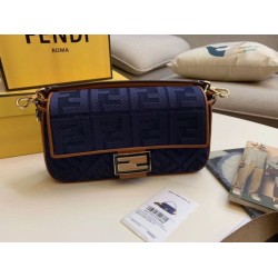 Replica Fendi Baguette Medium Bag Blue Denim Fake