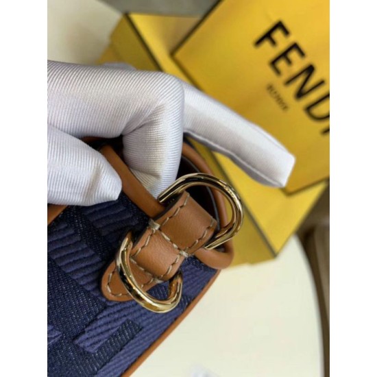 Replica Fendi Baguette Medium Bag Blue Denim Fake