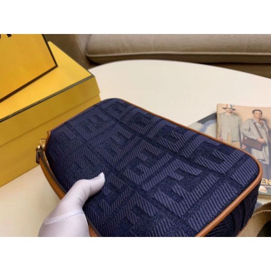 Replica Fendi Baguette Medium Bag Blue Denim Fake