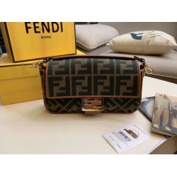 Replica Fendi Baguette Medium Bag Green Denim Fake