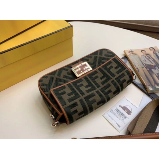 Replica Fendi Baguette Medium Bag Green Denim Fake