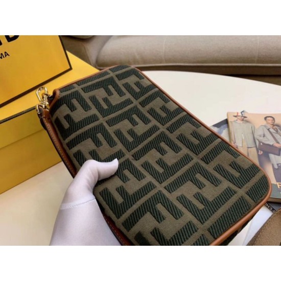Replica Fendi Baguette Medium Bag Green Denim Fake