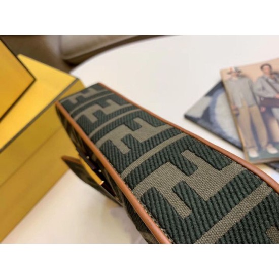 Replica Fendi Baguette Medium Bag Green Denim Fake